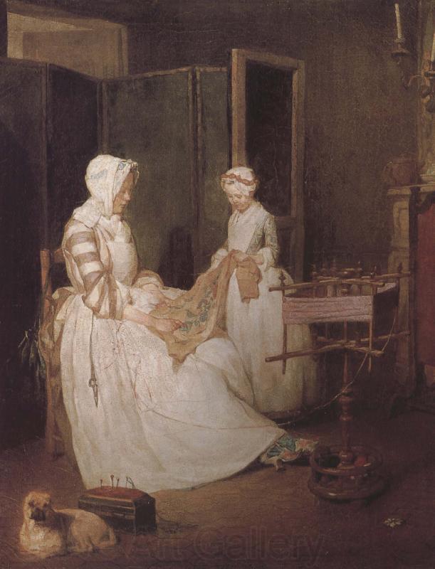 Jean Baptiste Simeon Chardin Hard-working mother Norge oil painting art